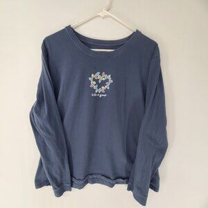 Life is Good Women's Long Sleeve Pullover Top Dark Blue Size XXL